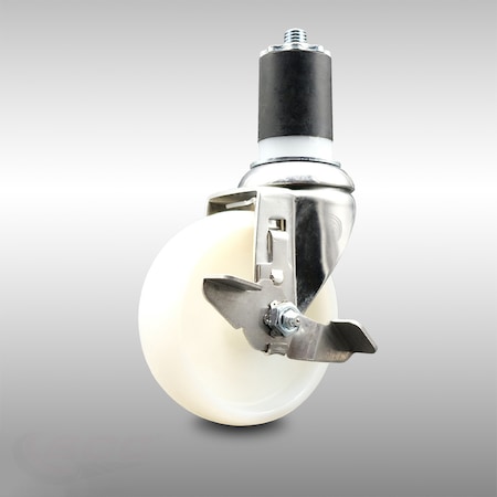 Service Caster 4 Inch 316SS Nylon Wheel Swivel 1-3/4 Inch Expanding Stem Caster with Brake SCC SCC-SS316EX20S414-NYS-TLB-134